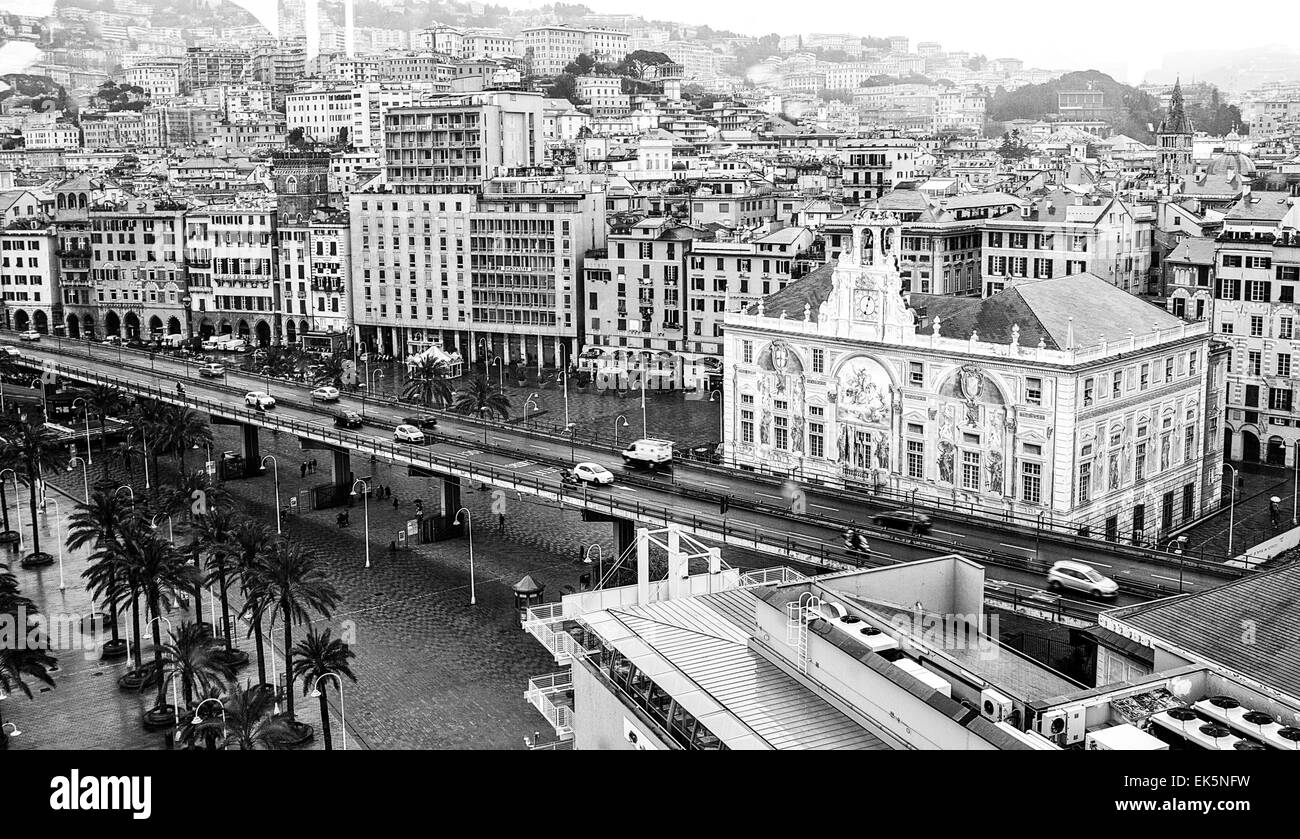 Vue panoramique sur des rues. Gênes, Ligurie. Italie Banque D'Images