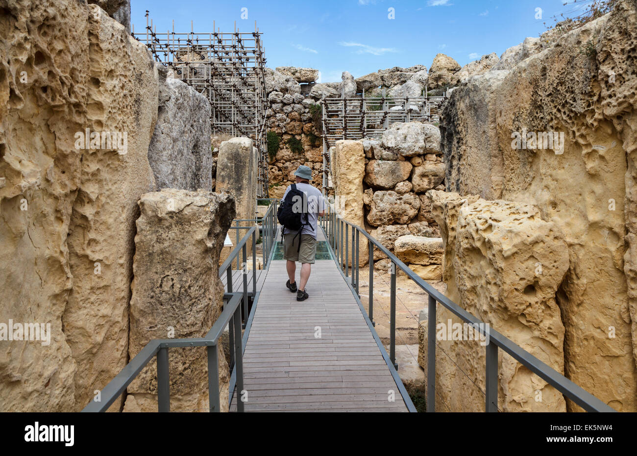 L'île de Malte, Gozo, les ruines de temples de Ggantija (3600-3000 avant J.-C.), le complexe mégalithique a été érigée en trois étapes par la pers Banque D'Images