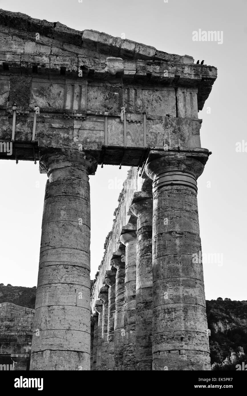 Italie, Sicile, Segesta, Temple Grec Banque D'Images