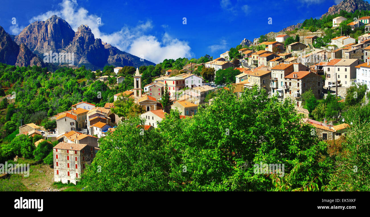 Paysages de Corse - beau village d'Evisa Banque D'Images