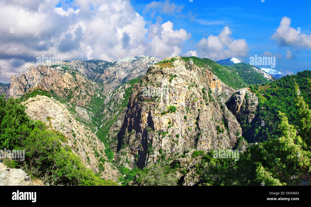 Vue impressionnante sur la montagne en Corse,France. Banque D'Images