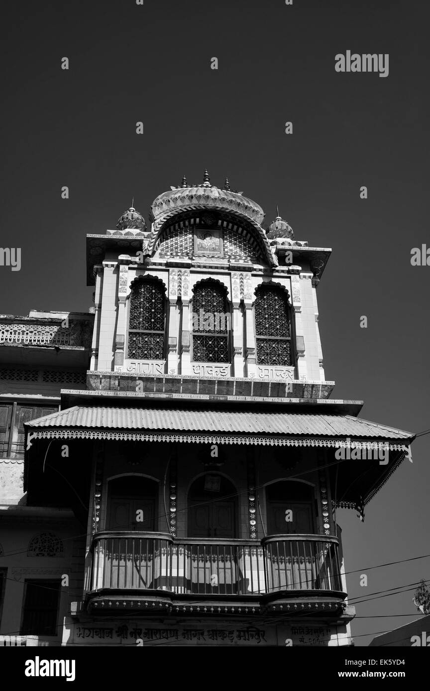 L'Inde, Rajasthan, Pushkar, ancien façade de maison Banque D'Images