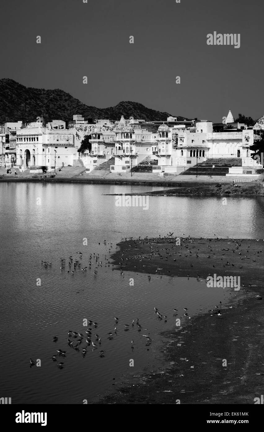 L'Inde, Rajasthan, Pushkar, vue sur la ville et le lac sacré Banque D'Images