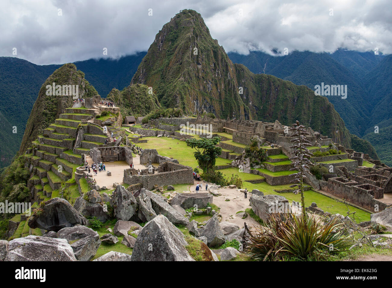 La citadelle Inca du Machu Picchu au Pérou, Amérique du Sud. Banque D'Images
