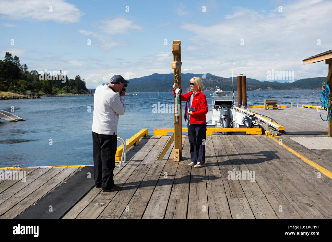 Amérique du Nord, le Canada, l'île de Vancouver, Campbell River, peintres Lodge resort de pêche au saumon Banque D'Images