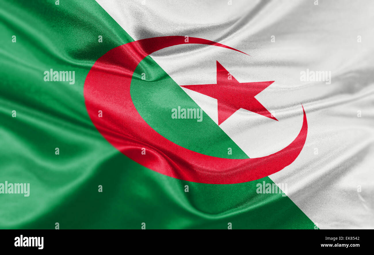 Rendu haute résolution de l'Algérie drapeau national. Banque D'Images