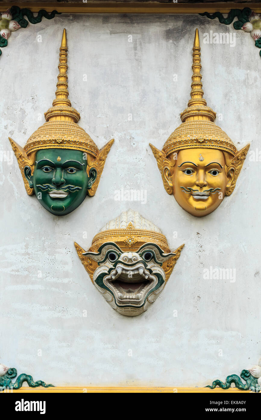 Hua Khon Thai traditionnels (masque) utilisé à Khon - danse traditionnelle thaïlandaise de la saga épique Ramayana Banque D'Images