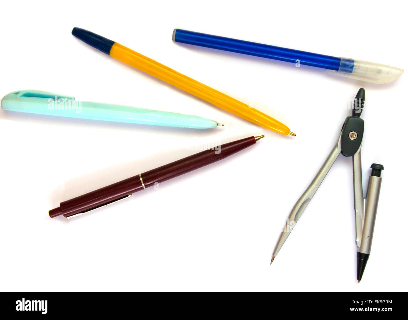 Des stylos et des boussoles Banque D'Images