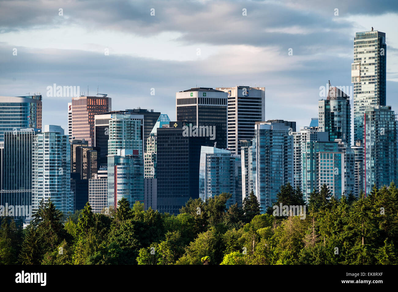 Vue sur le centre-ville de gratte-ciel, Vancouver, British Columbia, Canada Banque D'Images