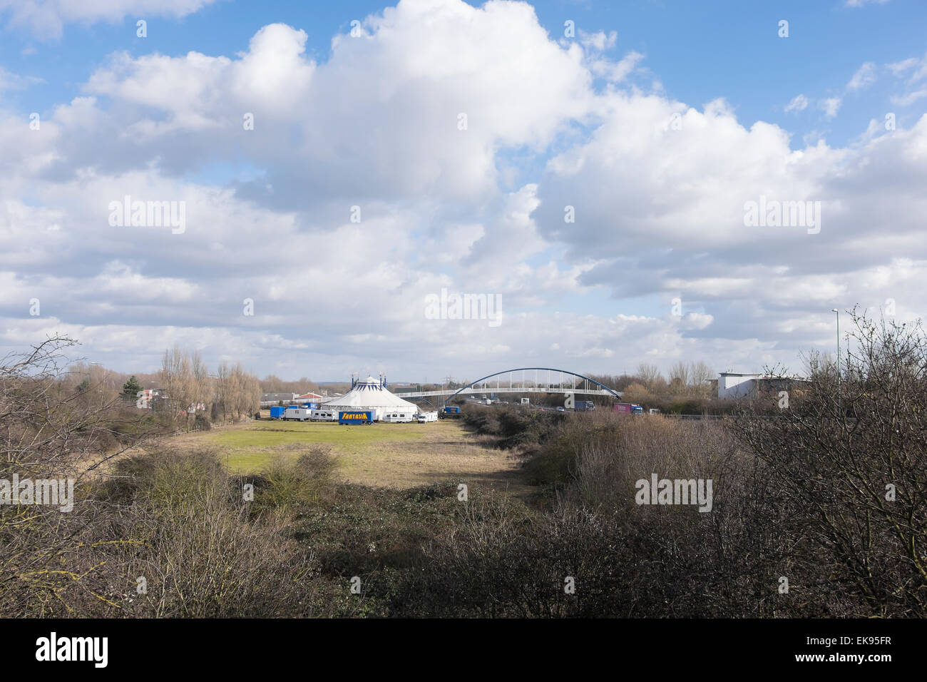 Touring Fantasia circus village Milton visites Banque D'Images