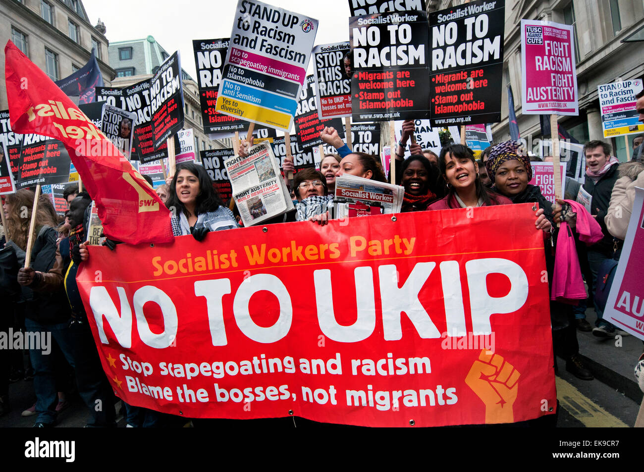 Des milliers de mars à Londres le jour de l'ONU contre le racisme pour protester contre le racisme, le fascisme, l'islamophobie et l'antisémitisme. 21 mars 2015 Banque D'Images