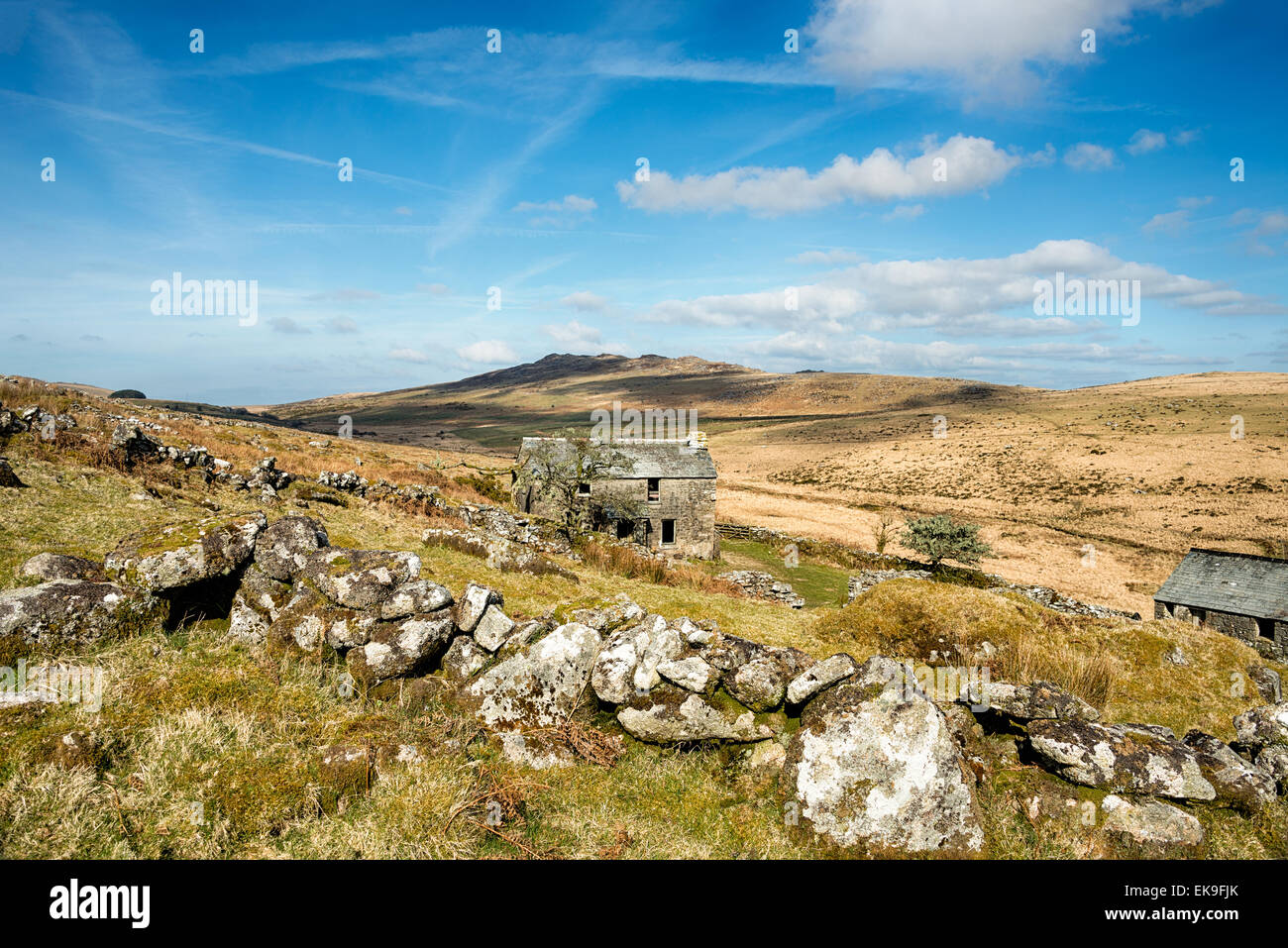 Une ancienne ferme sur les pentes de Brown Willy sur une partie à distance de Bodmin Moor en Cornouailles Banque D'Images