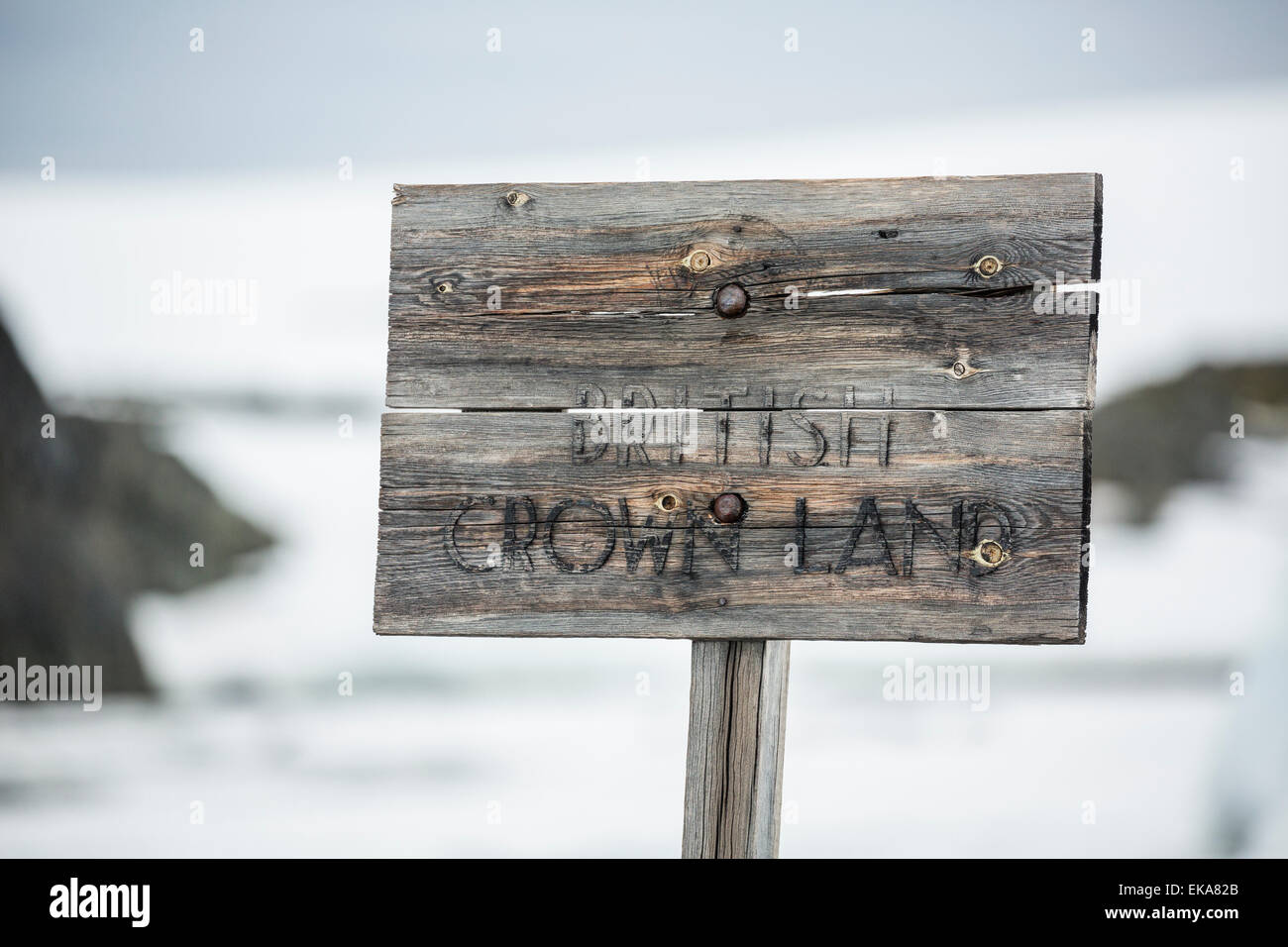 Une terre de la Couronne britannique de bois rares, signe Wordie House, l'île d'hiver, l'Antarctique Banque D'Images