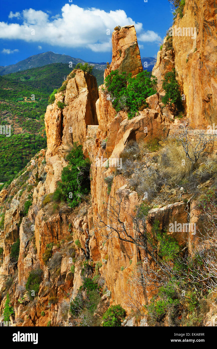Nature de l'île de Corse incroyable - Calanques rocks Banque D'Images