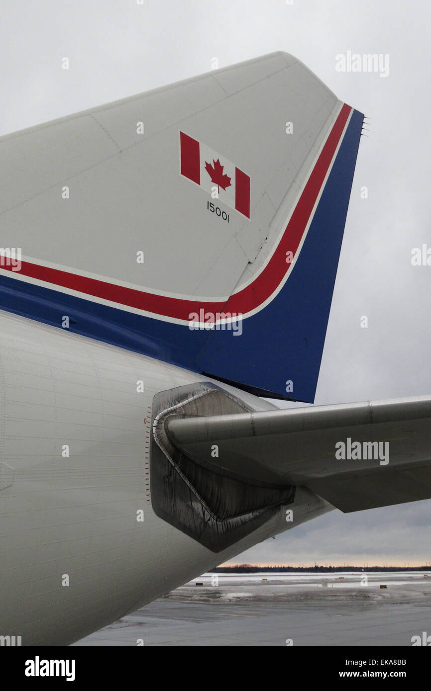Drapeau national canadien sur les Airbus A310 CC-150 Polaris, ARC 01, le gouvernement du Canada avion VIP Banque D'Images