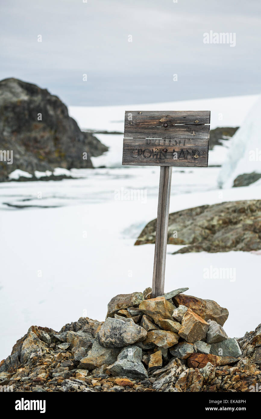 Une terre de la Couronne britannique de bois rares, signe Wordie House, l'île d'hiver, l'Antarctique Banque D'Images