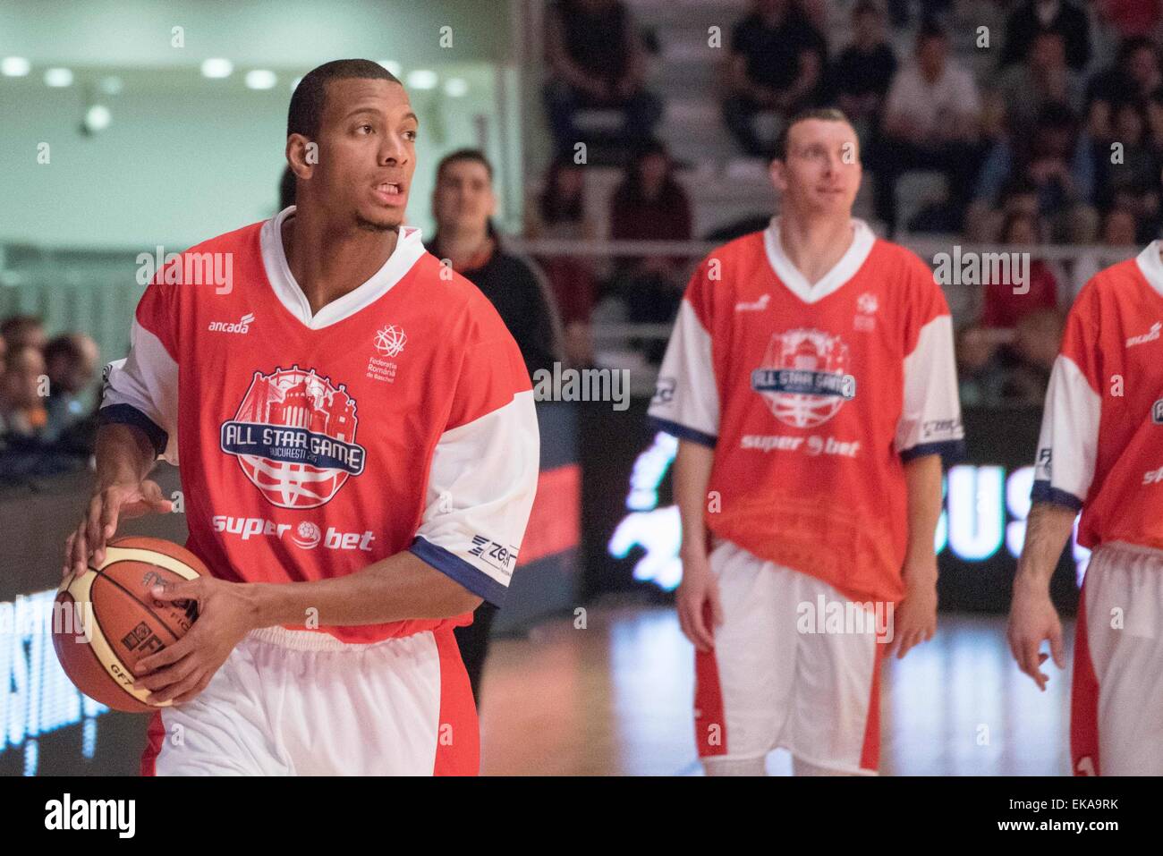 5 avril 2015 : Jermaine Jonte fleurs pendant le All Star Game 2015 entre le Nord et le Sud de l'équipe Équipe ROU ROU à Sala Polivalenta Le Dinamo, Roumanie ROU. Catalin Soare/www.sportaction.ro Banque D'Images