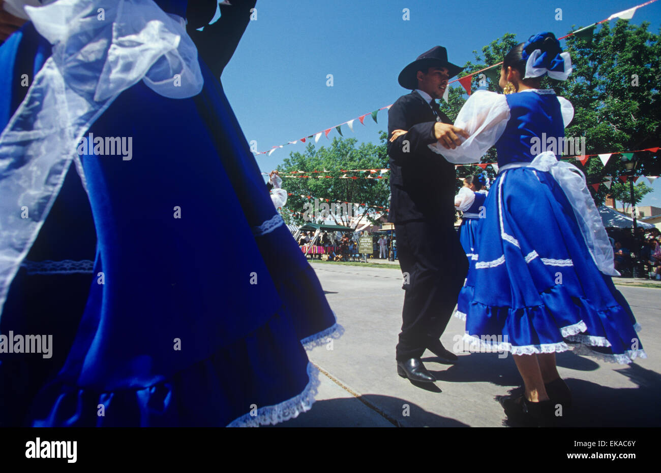 L'ancien Mesilla Plaza est le théâtre de fréquentes fêtes et célébrations, Mesilla, New Mexico, USA. Banque D'Images