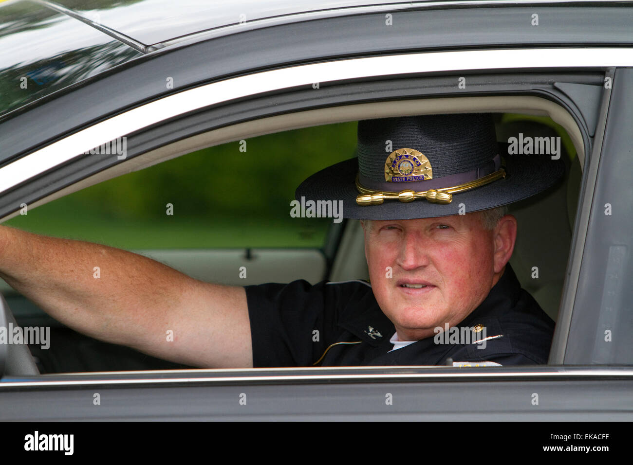 Agent de police d'état de l'Idaho, le Colonel Ralph Powell dans la région de Boise, Idaho, USA. Banque D'Images