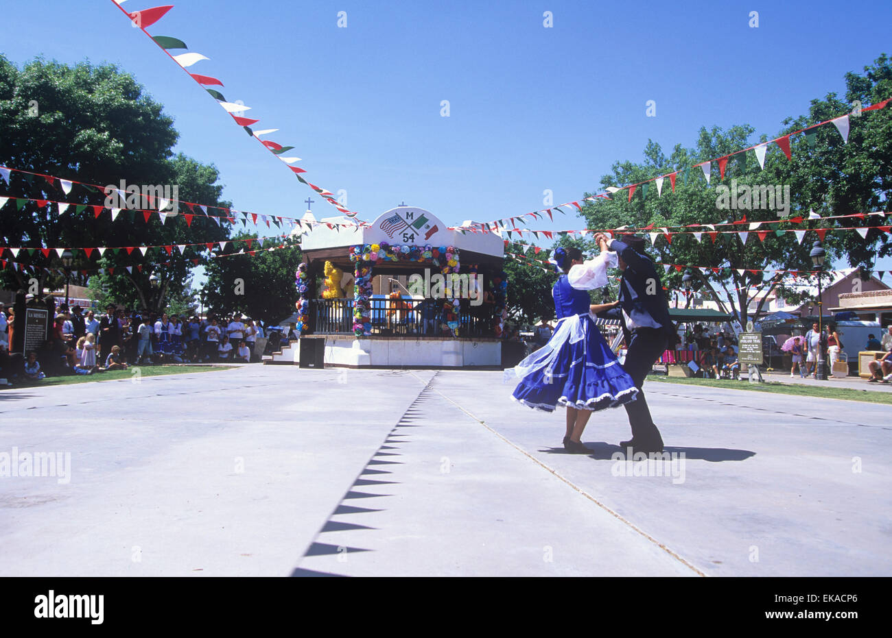 L'ancien Mesilla Plaza est une scène de fréquentes fêtes et célébrations, Mesilla, Nouveau Mexique Banque D'Images