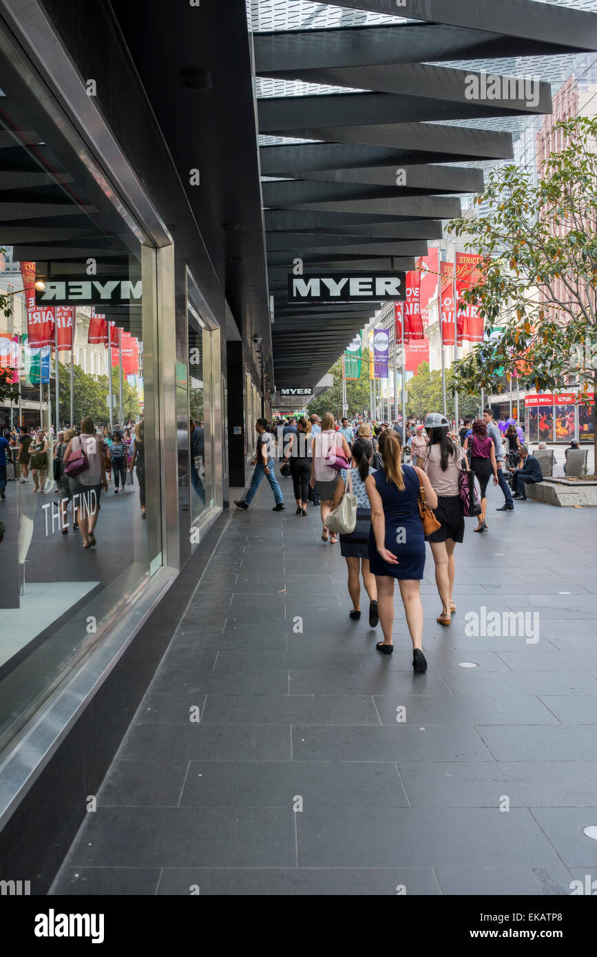 La façade du Centre Myer Bourke Street Mall en Australie Banque D'Images