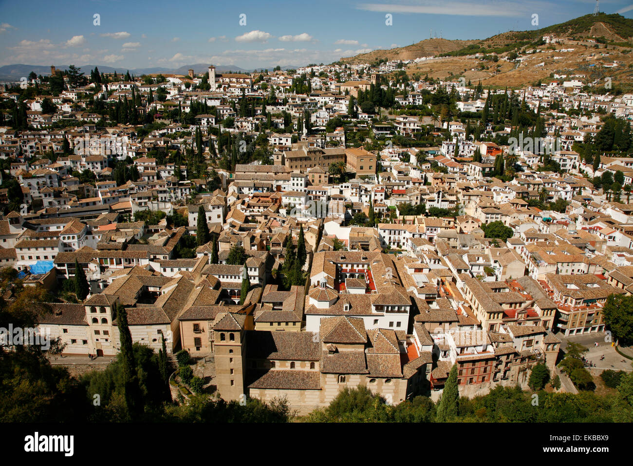 Vue sur Grenade de l'Alcazaba, Palais de l'Alhambra, Grenade, Andalousie, Espagne, Europe Banque D'Images