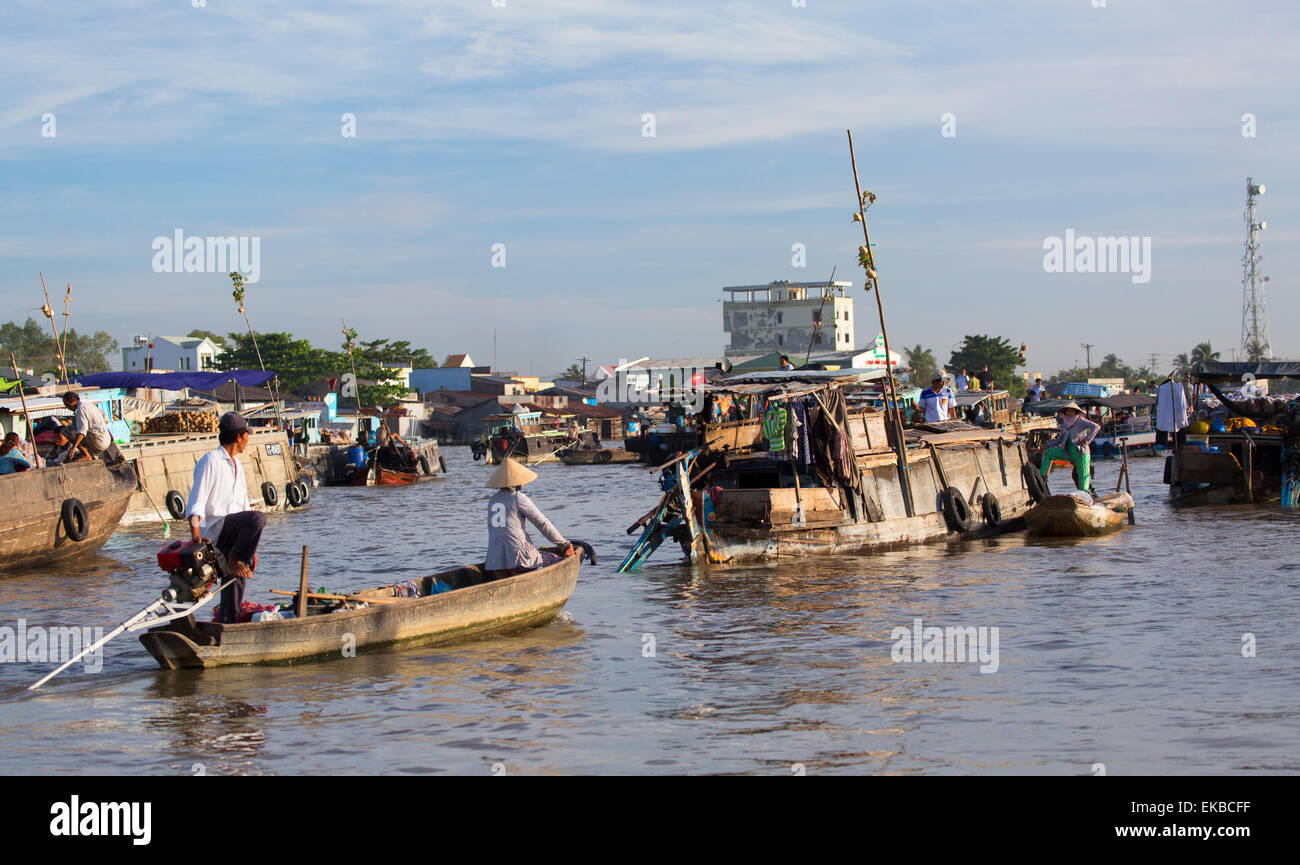 Marché flottant de Cai Rang, Can Tho, Delta du Mékong, Vietnam, Indochine, Asie du Sud-Est, l'Asie Banque D'Images