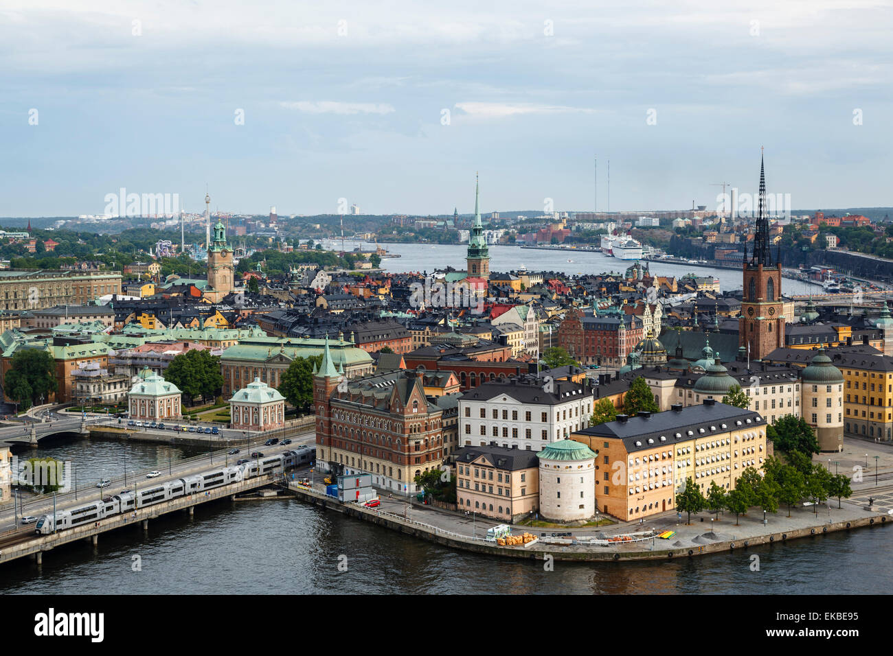 Vue sur l'horizon sur Gamla Stan, et Riddarfjarden Riddarholmen, Stockholm, Suède, Scandinavie, Europe Banque D'Images