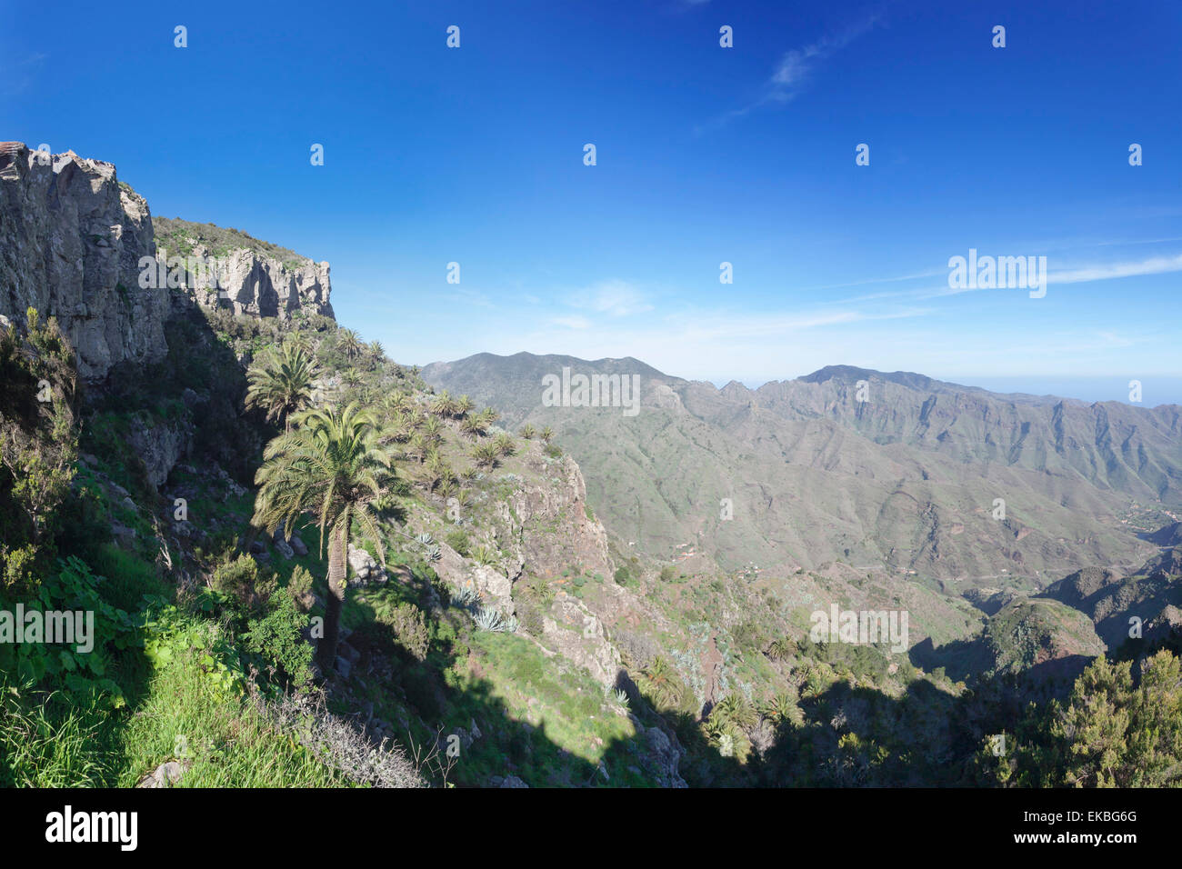 Degollada de pereza y San Sebastian point d'observation, Parque de Garajonay National, La Gomera, Canary Islands, Spain Banque D'Images