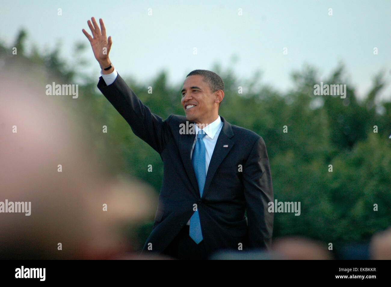 Le 24 juillet 2008 - BERLIN : Barack Obama - discours du candidat démocrate à la présidence des États-Unis à l'iegessaeule' (Victoire Colum Banque D'Images