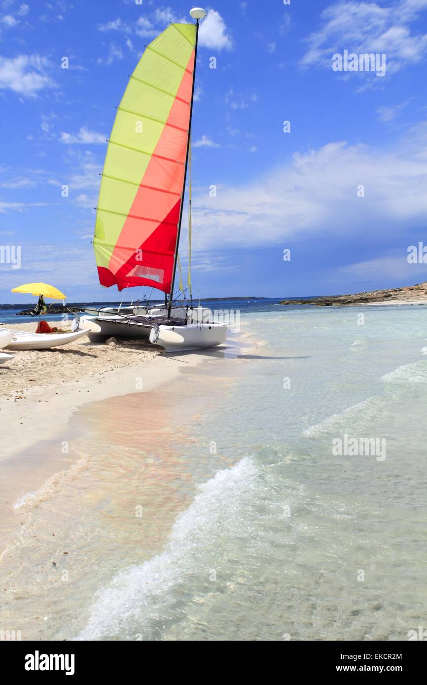 Catamaran hobie cat formentera plage Illetas Banque D'Images