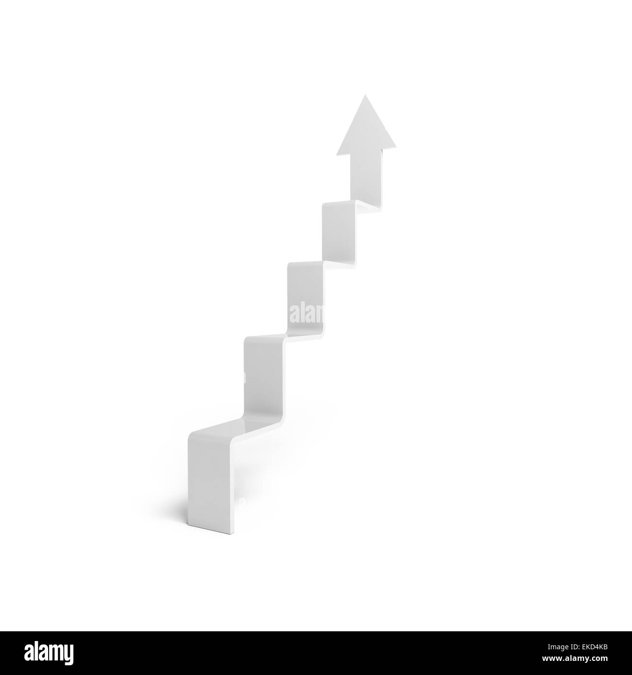 Flèche 3d en forme d'escalier qui monte, l'objet isolé sur fond blanc Banque D'Images