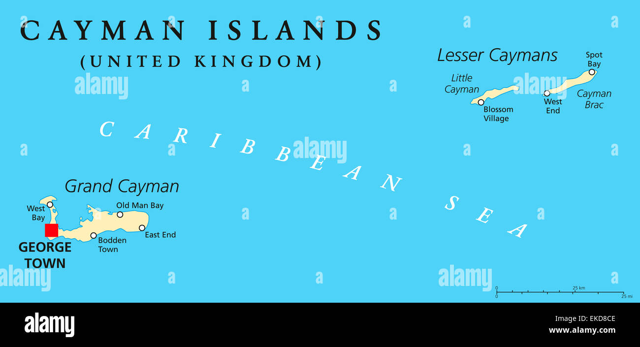 Carte Politique des Îles Caïmans Banque D'Images