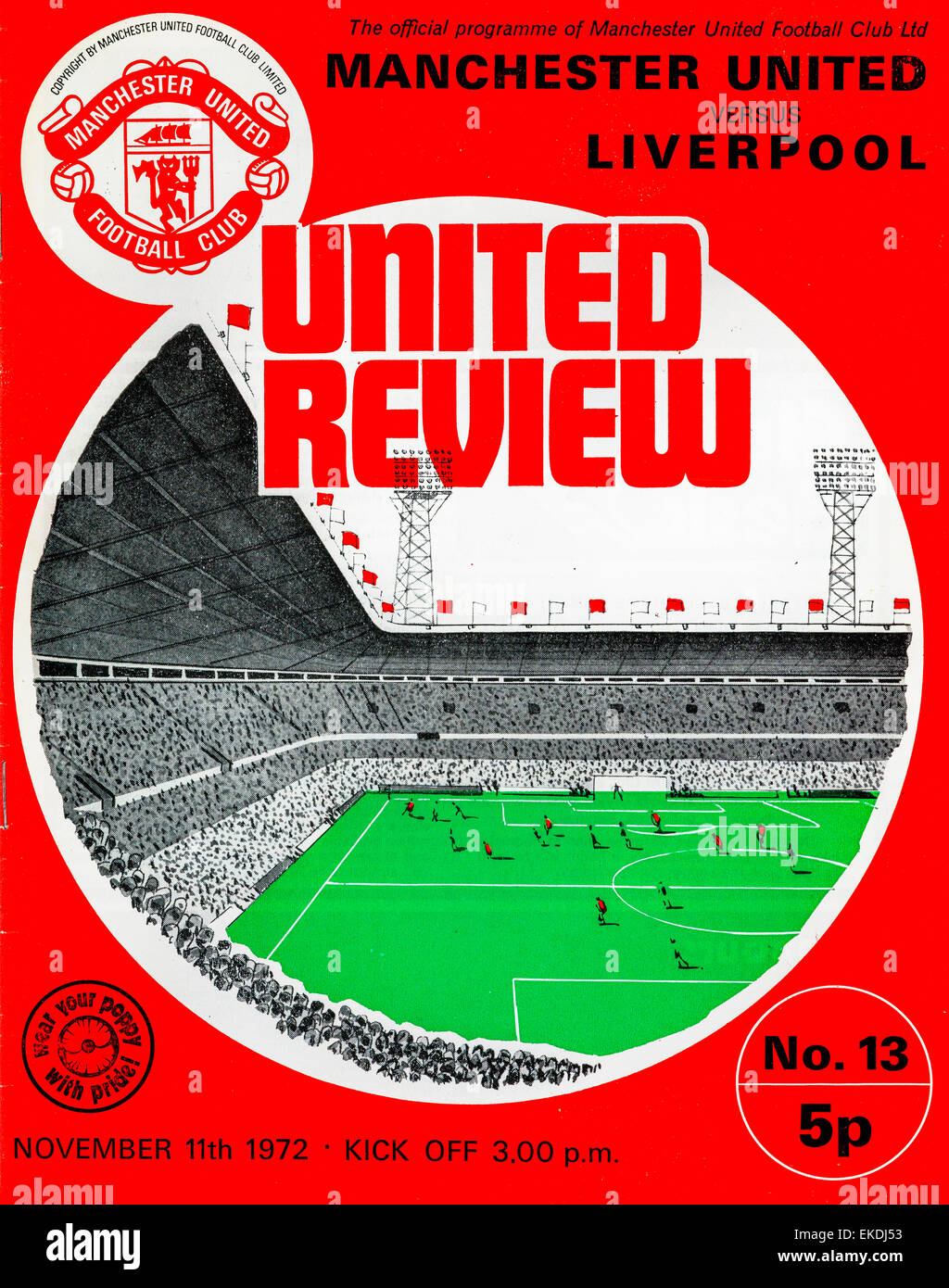 Manchester United v Liverpool Football programme. 11 Novembre 1972 Banque D'Images