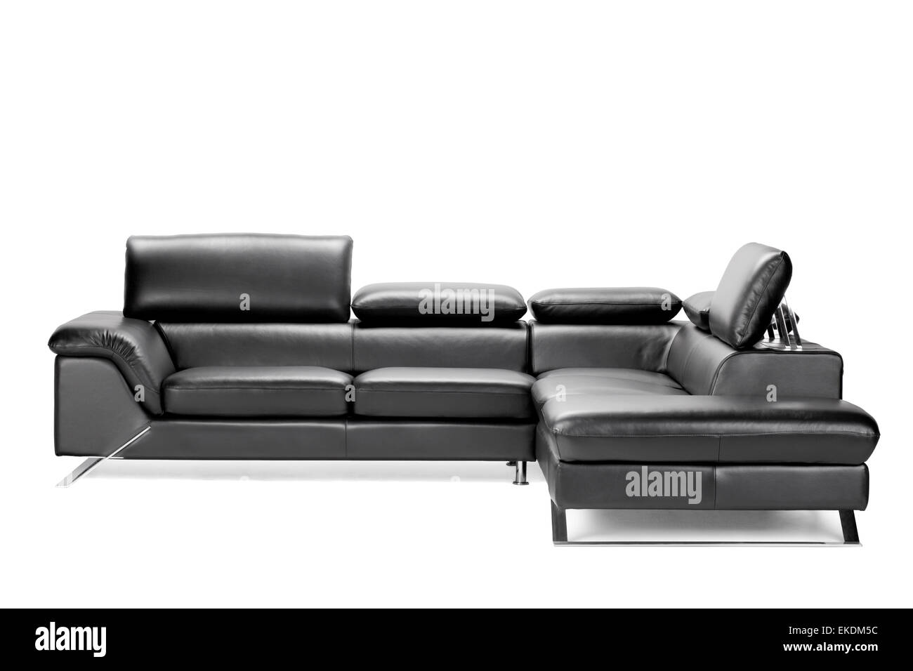 Canapé en cuir noir moderne isolated on white Banque D'Images