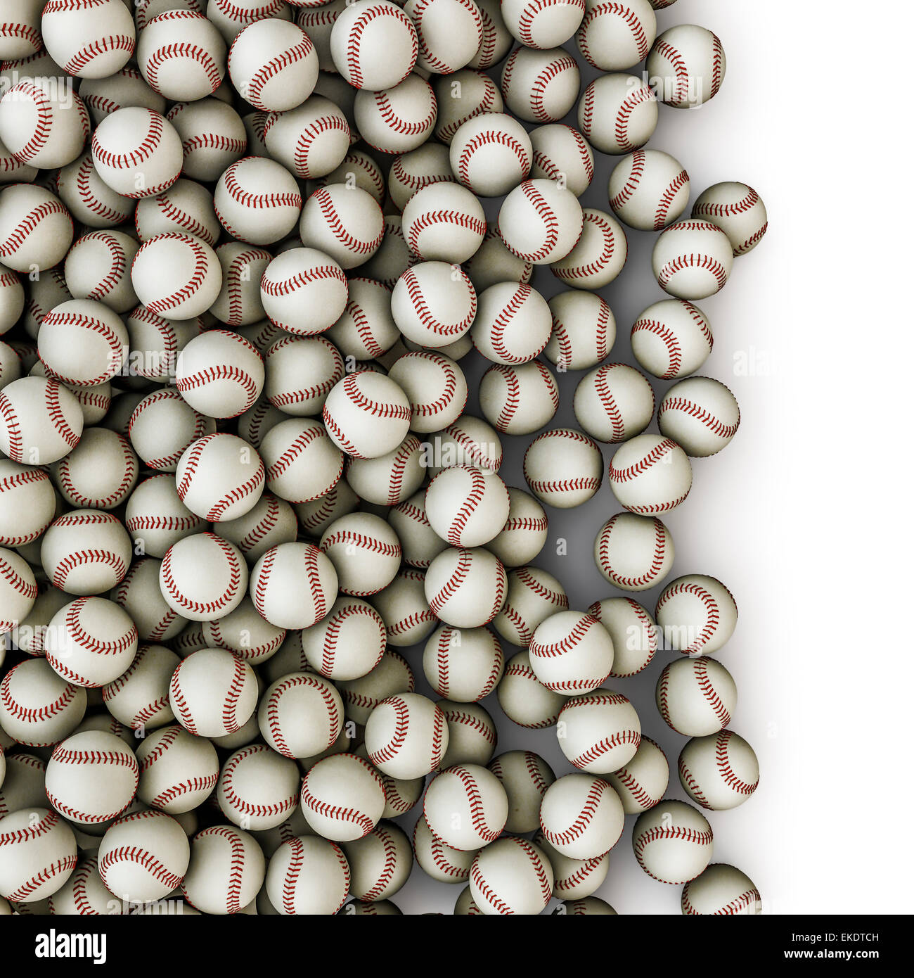 3D render of baseballs déversant sur fond blanc Banque D'Images