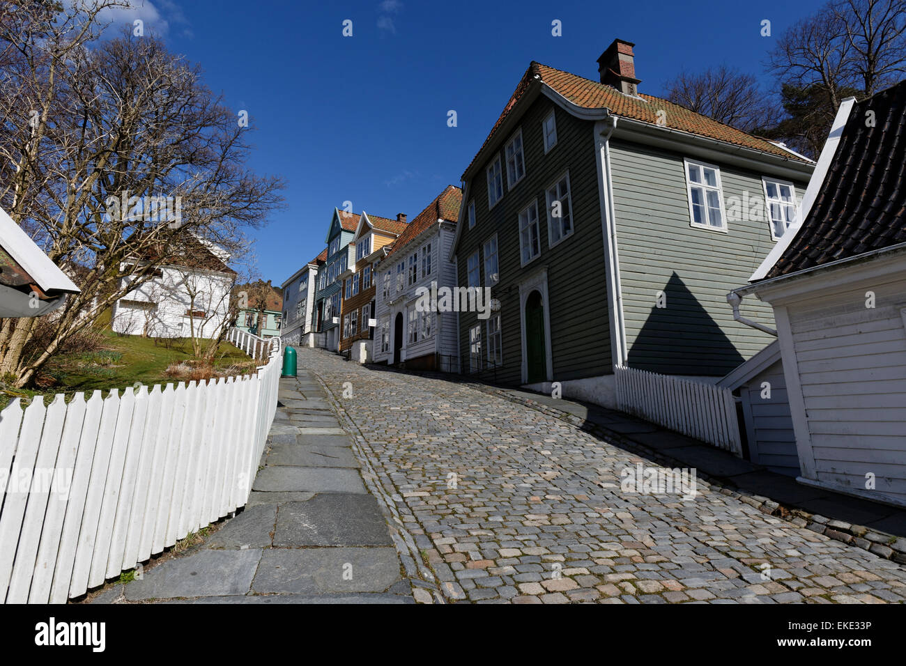 Gamle Bergen ou vieux Bergen est un musée en plein air avec une quarantaine de maisons en bois en style norvégien typique de 18e, 19e siècle. Banque D'Images