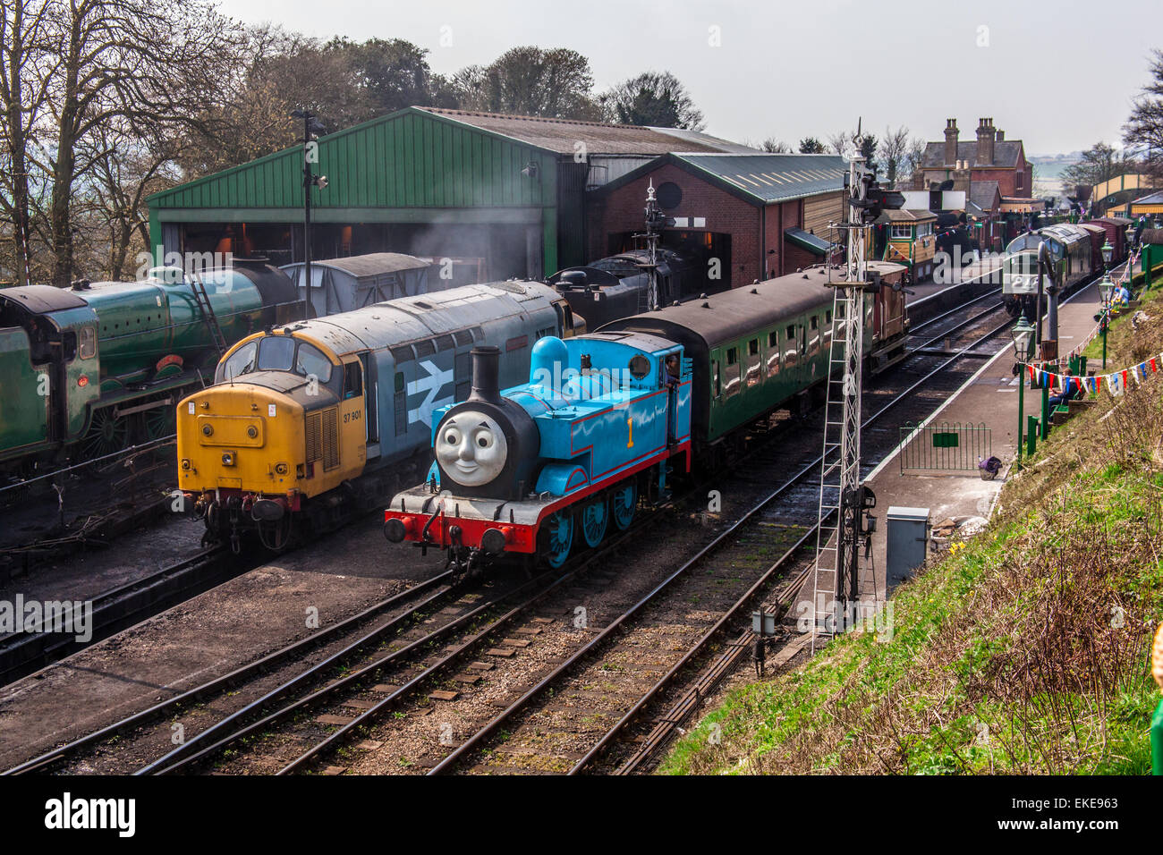 Thomas le réservoir du moteur au cours de la semaine de Thomas sur la ligne de cresson, Ropley, milieu Hants Railway, Hampshire. Angleterre, Royaume-Uni Banque D'Images