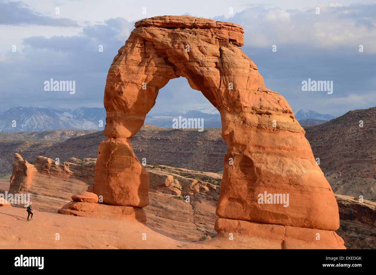 Delicate Arch au coucher du soleil, Arches National Park Banque D'Images