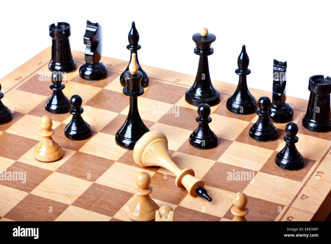 Conseil d'échecs isolé sur fond blanc Banque D'Images