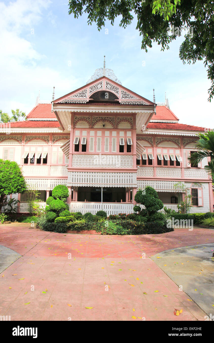 Thai house style traditionnel (Maison Vongburi) à Phrae, Thaïlande Banque D'Images