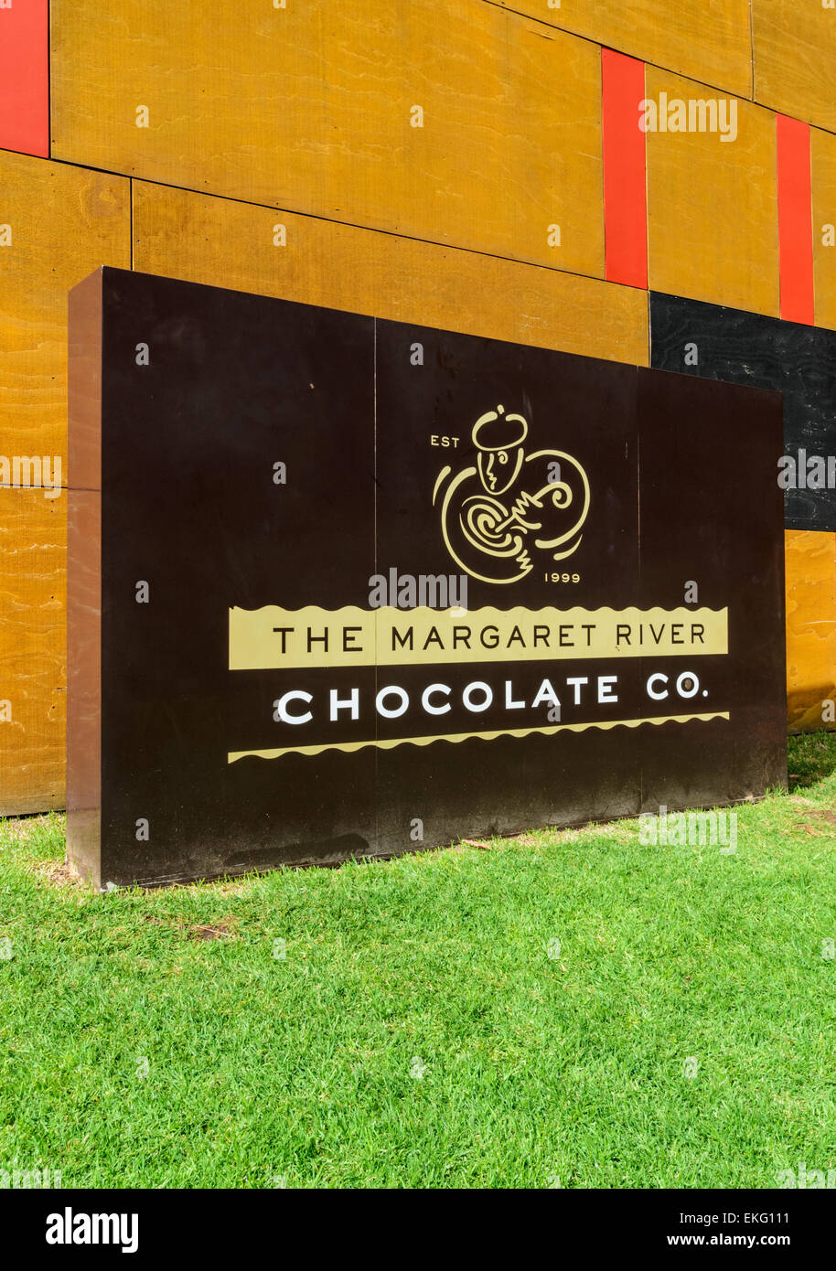 La Margaret River Chocolate Company signe extérieur de leur usine, à l'ouest de l'Australie Metricup Banque D'Images