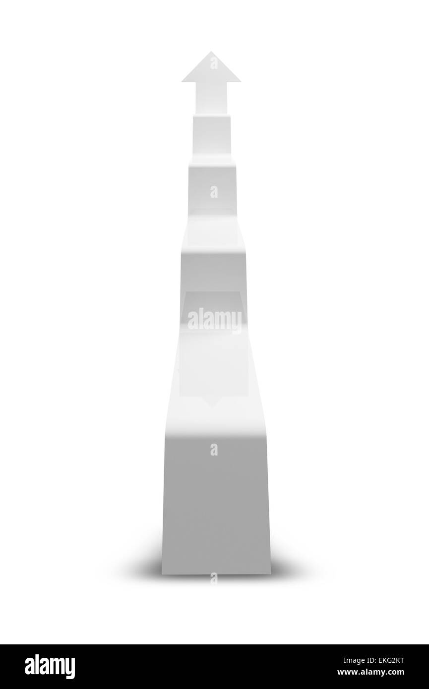 Ligne de tendance cassée avec la flèche sur la fin qui monte, Vertical 3d illustration isolé sur fond blanc, de face Banque D'Images