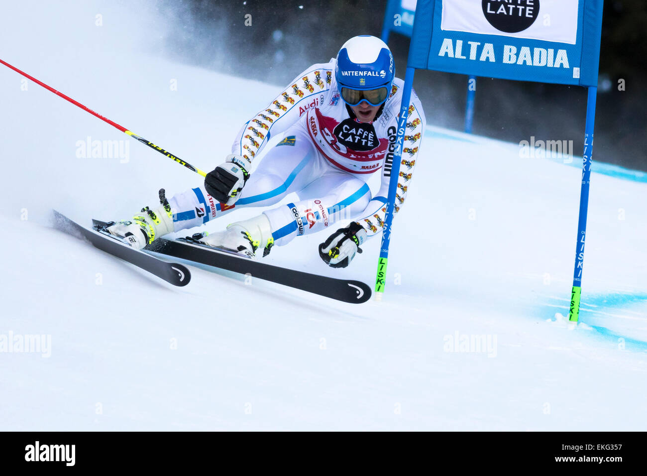 Val Badia, Italie 21 décembre 2014. MYHRER Andre (SWE) qui se font concurrence sur les AUDI FIS Coupe du Monde de Ski alpin Slalom géant hommes sur th Banque D'Images