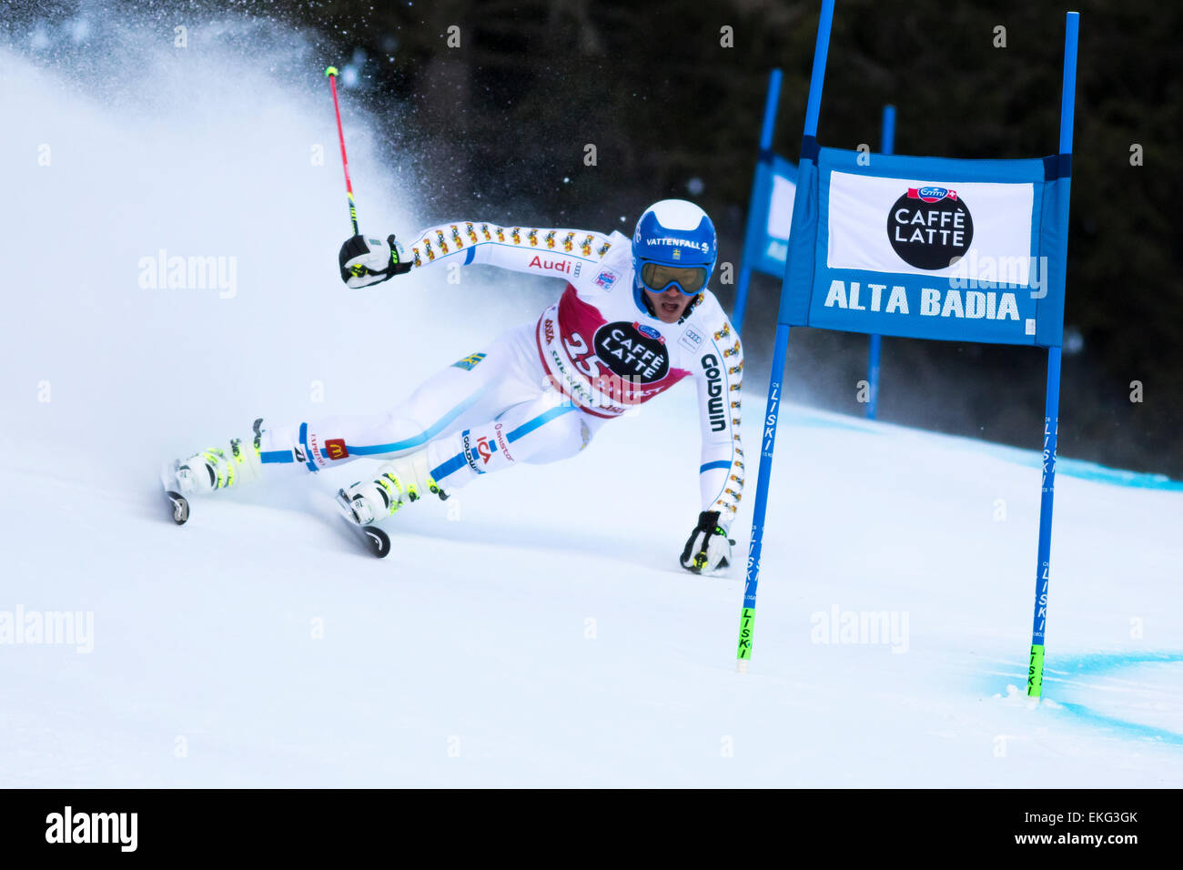 Val Badia, Italie 21 décembre 2014. MYHRER Andre (SWE) qui se font concurrence sur les AUDI FIS Coupe du Monde de Ski alpin Slalom géant hommes Banque D'Images