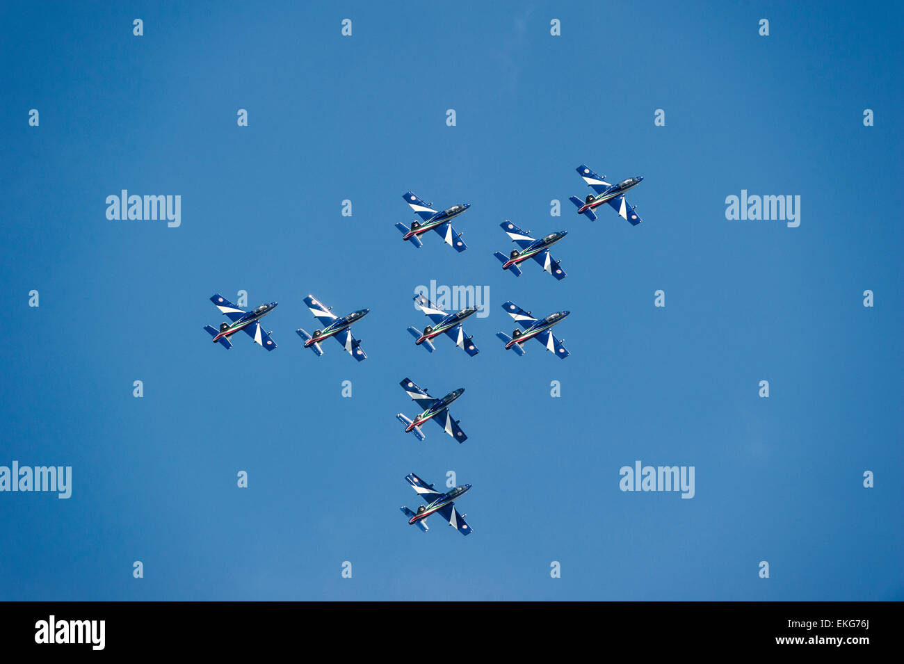 Armée de l'air italienne Frecce Tricolori Display Team RIAT 2014 - Aermacchi À-339A Banque D'Images