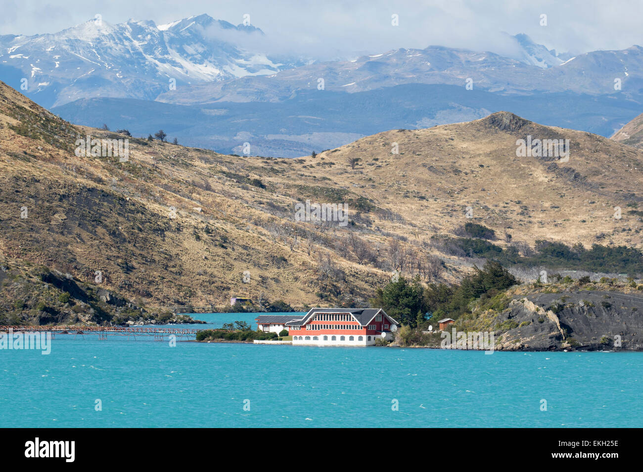 Lago Pehoe et Hosteria Pehoe, Parc National Torres del Paine Patagonie Chili Banque D'Images