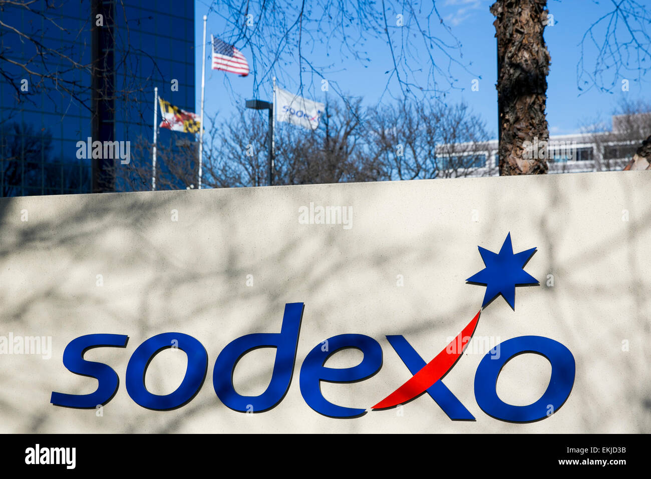 Signe d'un logo à l'extérieur des États-Unis siège de Sodexo. Banque D'Images