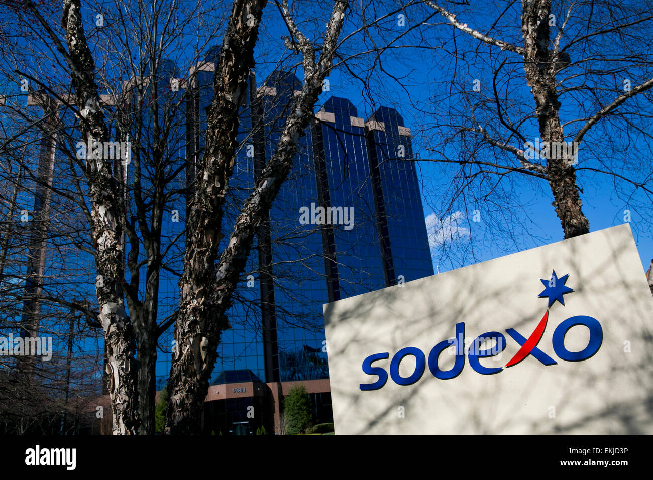 Signe d'un logo à l'extérieur des États-Unis siège de Sodexo. Banque D'Images