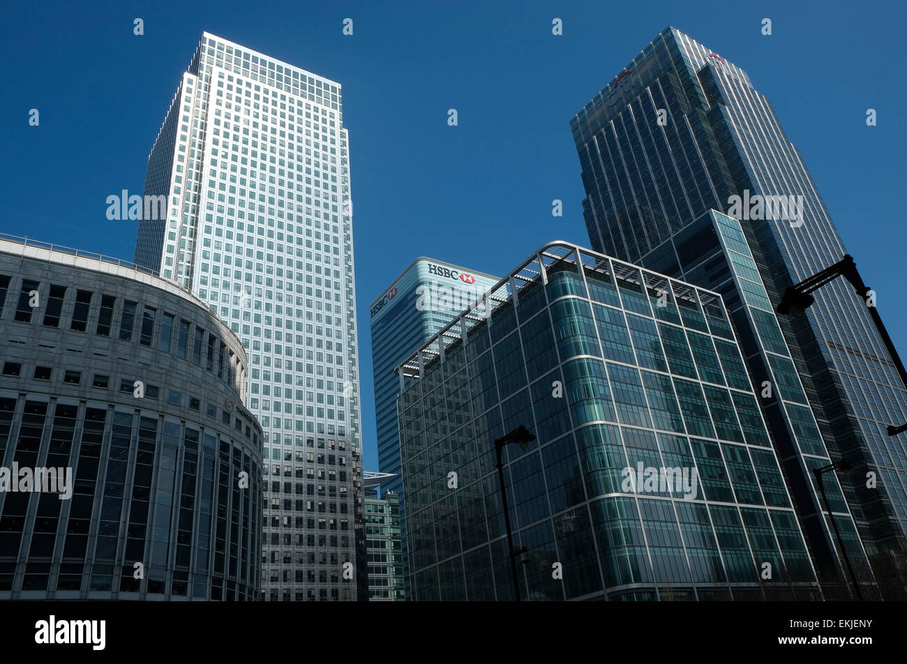 Les immeubles de bureaux, Canary Wharf, Londres, Angleterre Banque D'Images
